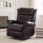 Genuine Leather Manual Swivel Glider Recliner Set of 2
