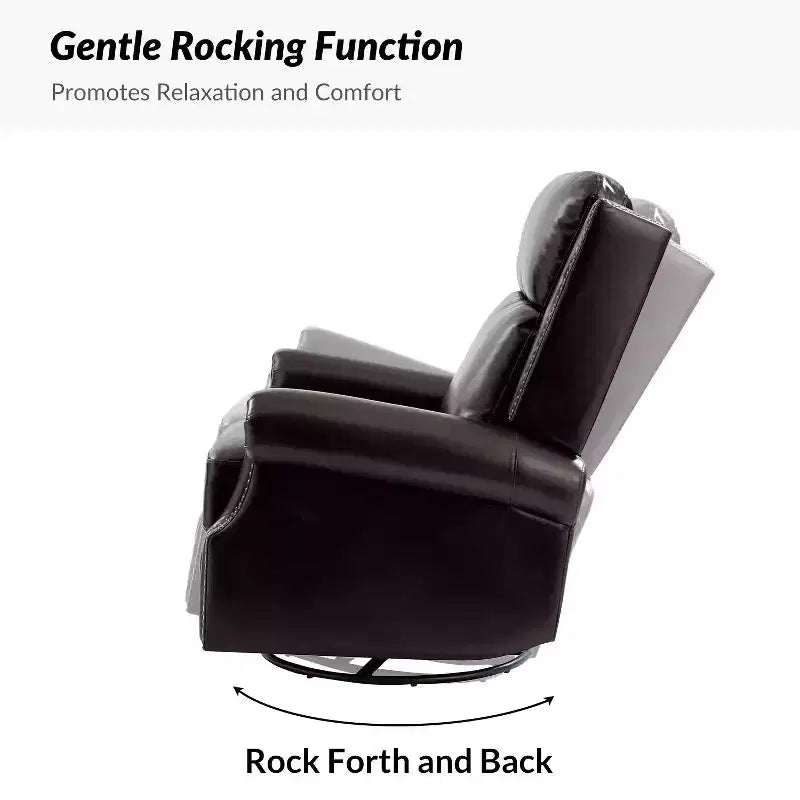 Genuine Leather Manual Swivel Glider Recliner Set of 2