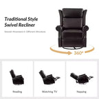 Genuine Leather Manual Swivel Glider Recliner Set of 2