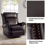 Genuine Leather Manual Swivel Glider Recliner Set of 2