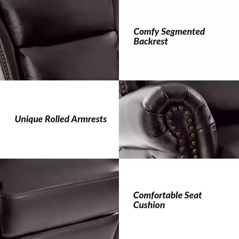 Genuine Leather Manual Swivel Glider Recliner Set of 2
