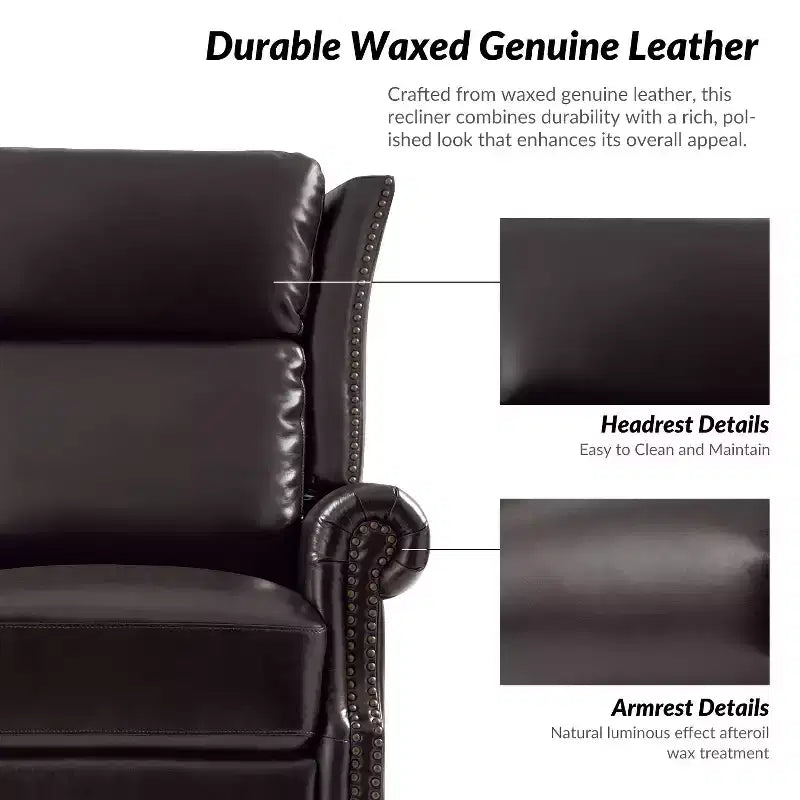 Genuine Leather Manual Swivel Glider Recliner Set of 2