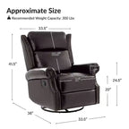Genuine Leather Manual Swivel Glider Recliner Set of 2