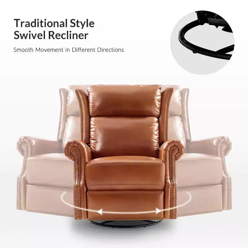 Genuine Leather Manual Swivel Glider Recliner Set of 2