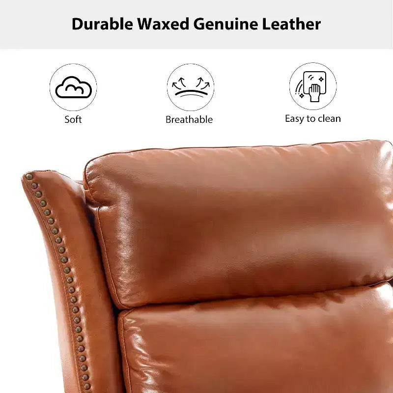 Genuine Leather Manual Swivel Glider Recliner Set of 2