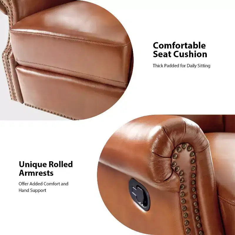 Genuine Leather Manual Swivel Glider Recliner Set of 2