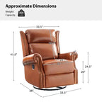 Genuine Leather Manual Swivel Glider Recliner Set of 2