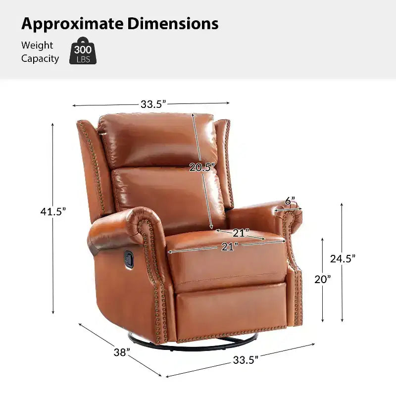 Genuine Leather Manual Swivel Glider Recliner Set of 2