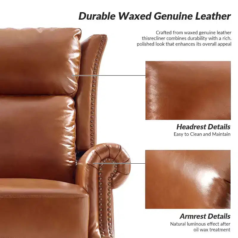 Genuine Leather Manual Swivel Glider Recliner Set of 2