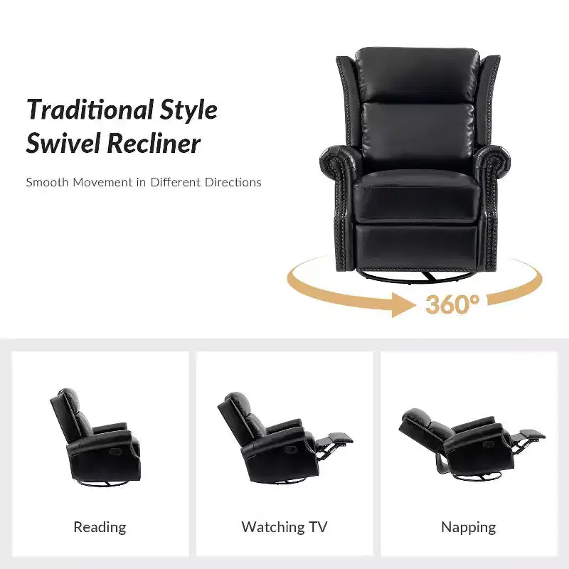 Genuine Leather Manual Swivel Glider Recliner Set of 2