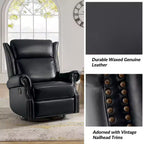 Genuine Leather Manual Swivel Glider Recliner Set of 2