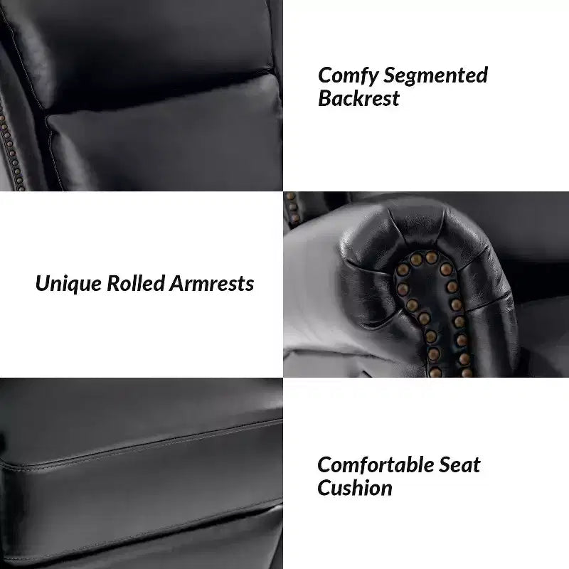 Genuine Leather Manual Swivel Glider Recliner Set of 2