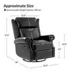 Genuine Leather Manual Swivel Glider Recliner Set of 2