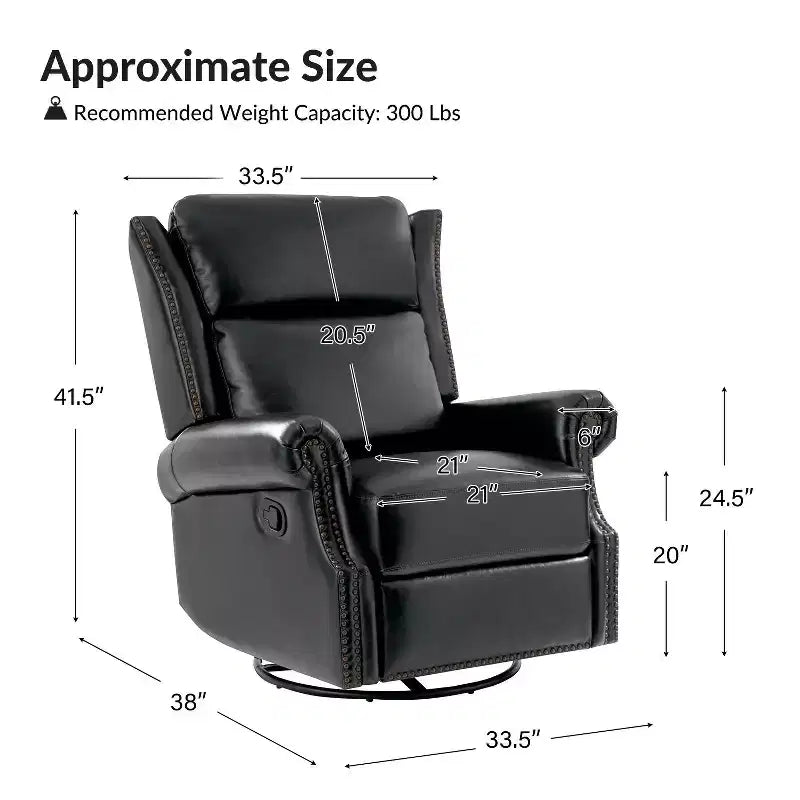 Genuine Leather Manual Swivel Glider Recliner Set of 2