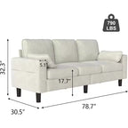 3-Seater Sofa Chair - 78 Modern Accent Chairs with Arms & Cushions, Beige