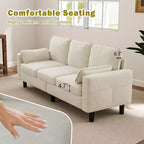 3-Seater Sofa Chair - 78 Modern Accent Chairs with Arms & Cushions, Beige
