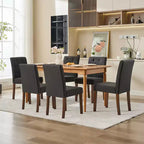2 PCS Button Tufted Dining Chairs with Wood Legs & Padded Seats, Upholstered Fabric for Living Room Kitchen Furniture