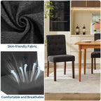 2 PCS Button Tufted Dining Chairs with Wood Legs & Padded Seats, Upholstered Fabric for Living Room Kitchen Furniture