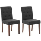 2 PCS Button Tufted Dining Chairs with Wood Legs & Padded Seats, Upholstered Fabric for Living Room Kitchen Furniture
