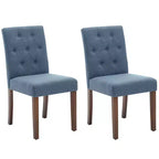 2 PCS Button Tufted Dining Chairs with Wood Legs & Padded Seats, Upholstered Fabric for Living Room Kitchen Furniture