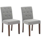 2 PCS Button Tufted Dining Chairs with Wood Legs & Padded Seats, Upholstered Fabric for Living Room Kitchen Furniture