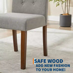 2 PCS Button Tufted Dining Chairs with Wood Legs & Padded Seats, Upholstered Fabric for Living Room Kitchen Furniture