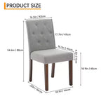 2 PCS Button Tufted Dining Chairs with Wood Legs & Padded Seats, Upholstered Fabric for Living Room Kitchen Furniture