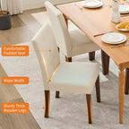2 PCS Button Tufted Dining Chairs with Wood Legs & Padded Seats, Upholstered Fabric for Living Room Kitchen Furniture