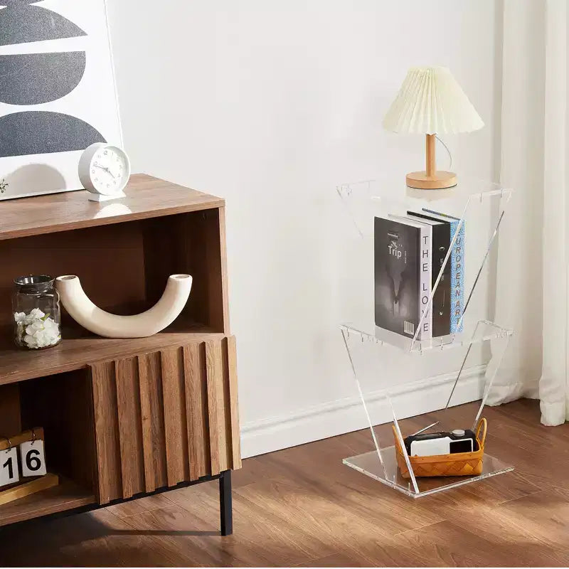 Acrylic Bookshelf,3-Tier Tree Design, Clear Bookcase for Living Room, Office, Bedroom Display Organizer