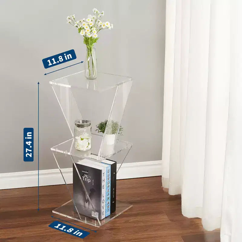 Acrylic Bookshelf,3-Tier Tree Design, Clear Bookcase for Living Room, Office, Bedroom Display Organizer