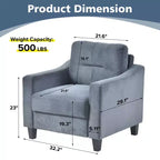 Velvet Upholstered Single Sofa Chair
