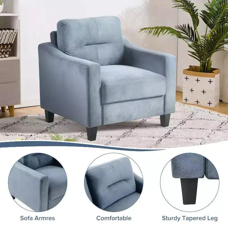 Velvet Upholstered Single Sofa Chair