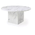 HomeRoots 60 Gray and White Marble Pedestal Base Round Top Dining Table