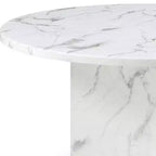 60 Gray and White Marble Pedestal Base Round Dining Table