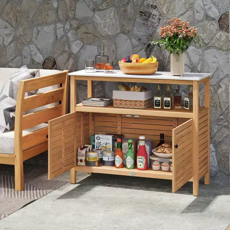 Patio Wood Storage Cabinet