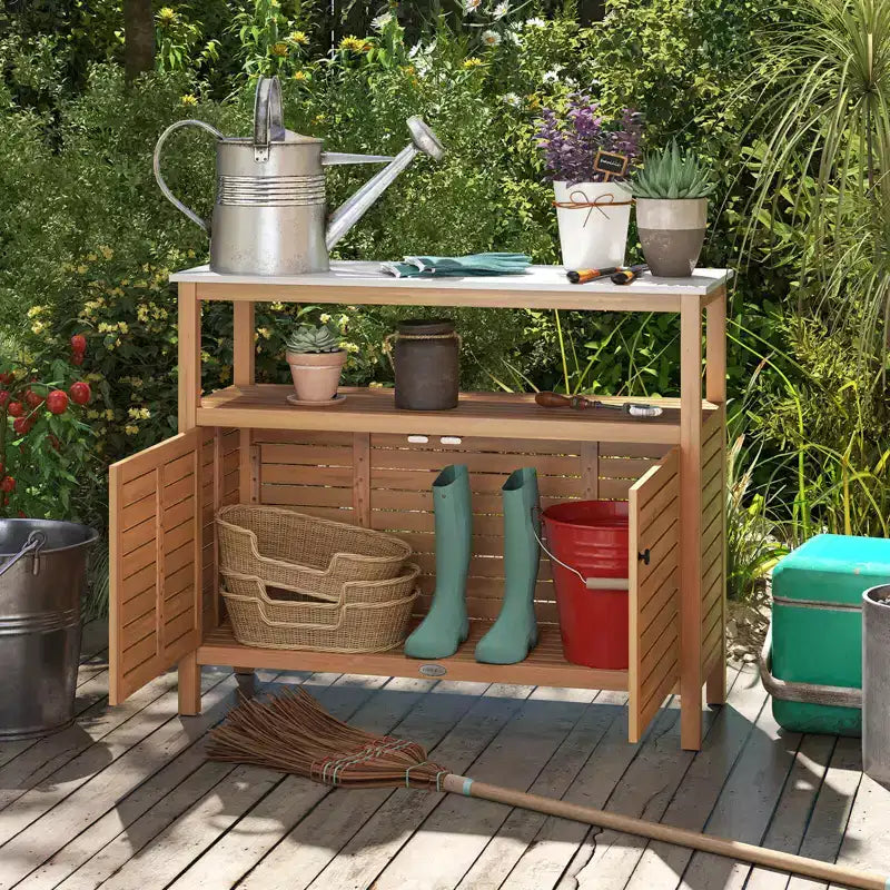 Patio Wood Storage Cabinet