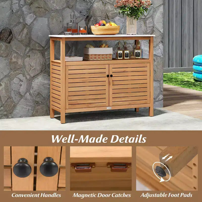 Patio Wood Storage Cabinet