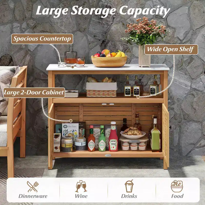 Patio Wood Storage Cabinet
