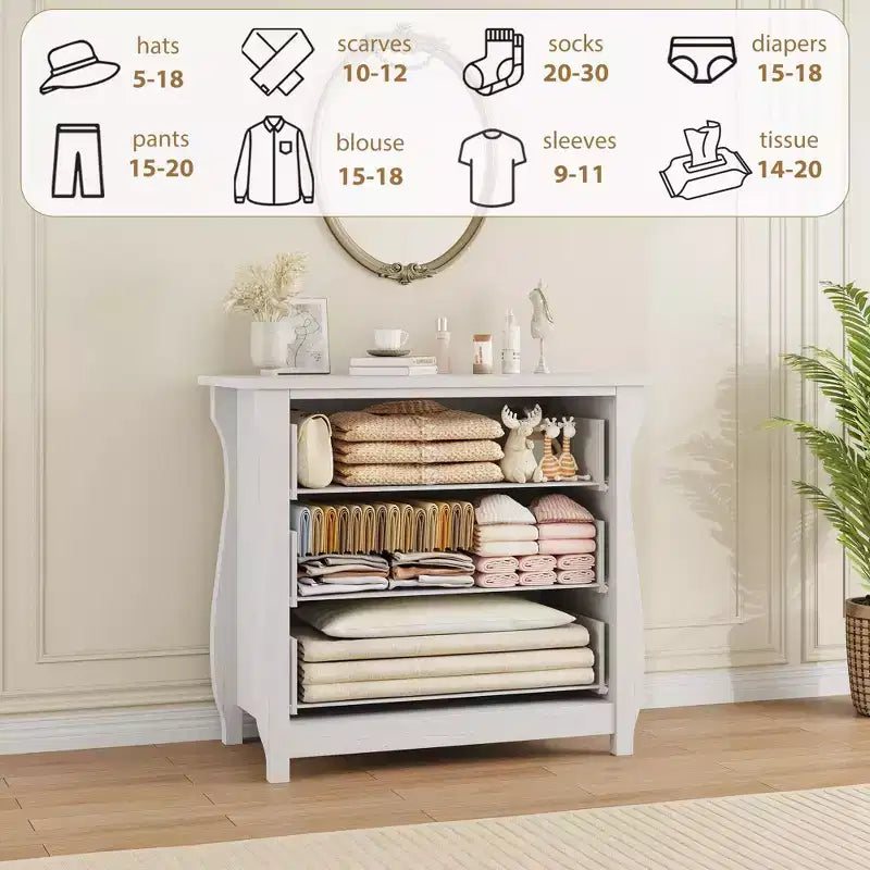 Vintage White French-Style Vertical 3-Drawer Fits Multi-Scenes Like Bedrooms, Hallways & Entryways