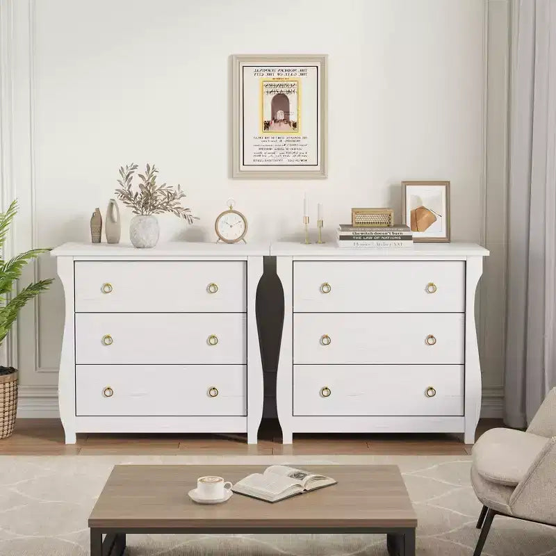 Vintage White French-Style Vertical 3-Drawer Fits Multi-Scenes Like Bedrooms, Hallways & Entryways