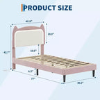 Full Platform Bed Frame with Drawer, Noise Free Upholstered Bed Frame with Cat Headboard, GRB LED Lights & Strong Wood Slats Support
