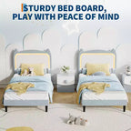 Full Platform Bed Frame with Drawer, Noise Free Upholstered Bed Frame with Cat Headboard, GRB LED Lights & Strong Wood Slats Support