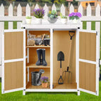 Outdoor Potting Bench with Storage, Garden Work Station Cabinet with Galvanized Metal Top