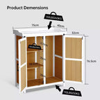 Outdoor Potting Bench with Storage, Garden Work Station Cabinet with Galvanized Metal Top