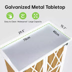 Outdoor Potting Bench with Storage, Garden Work Station Cabinet with Galvanized Metal Top