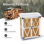 Outdoor Potting Bench with Storage, Garden Work Station Cabinet with Galvanized Metal Top