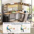 Corner Computer Desk with Hutch and LED Lights