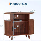 Mid Century Modern Record Stand, Fluted Turntable Cabinet with Charging Station and Display Shelf for Living Room