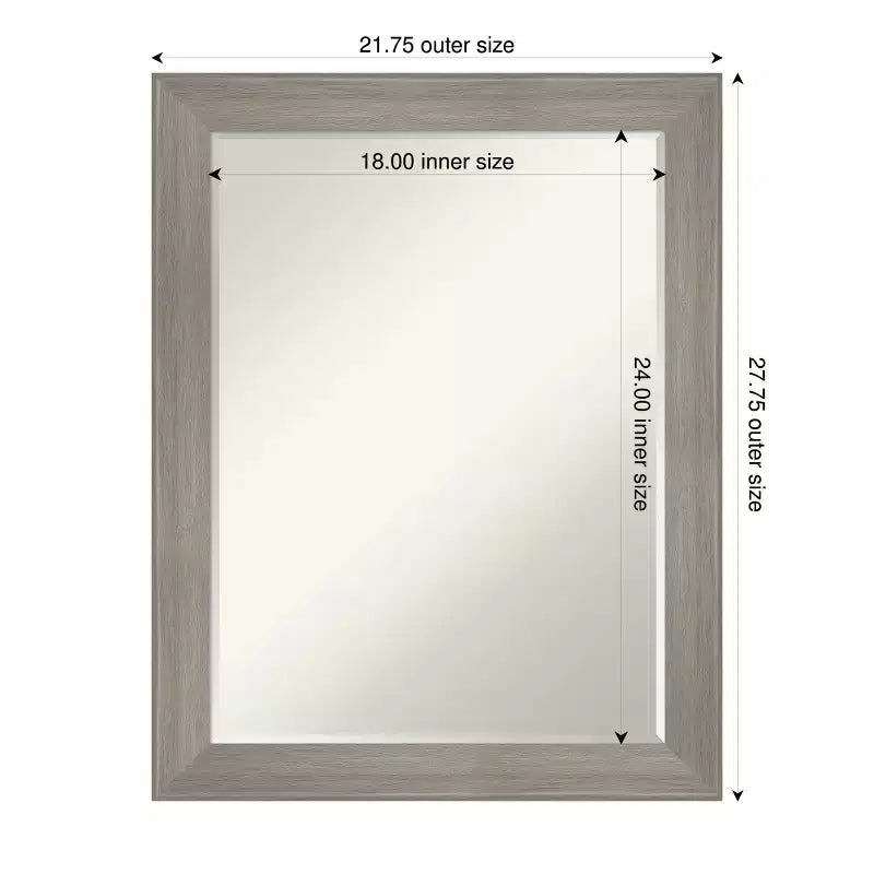 Grand Narrow Half-Inch-Bevel Framed Bathroom Vanity Wall Mirror