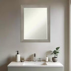 Grand Narrow Half-Inch-Bevel Framed Bathroom Vanity Wall Mirror
